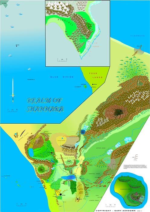 Preview of the Realm of Shannara map showing the Four Lands and surrounding regions
